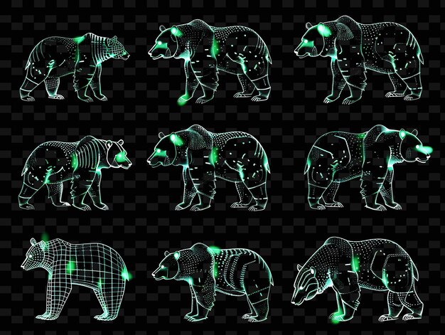 PSD a bear with glowing green light and black background