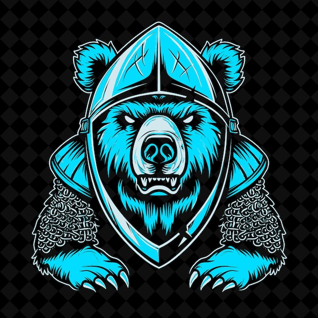 PSD a bear with a helmet and shield on it