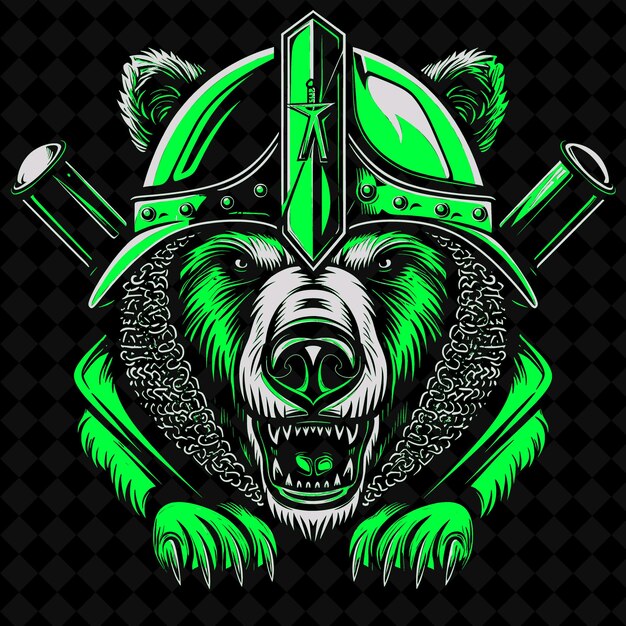 a bear with a sword and shield on it