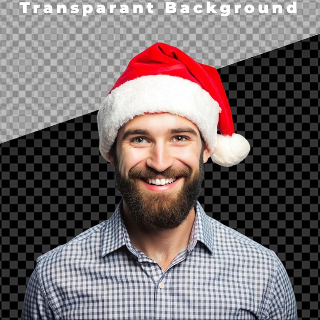 PSD bearded man cutout head expression isolated santa claus role happy pose