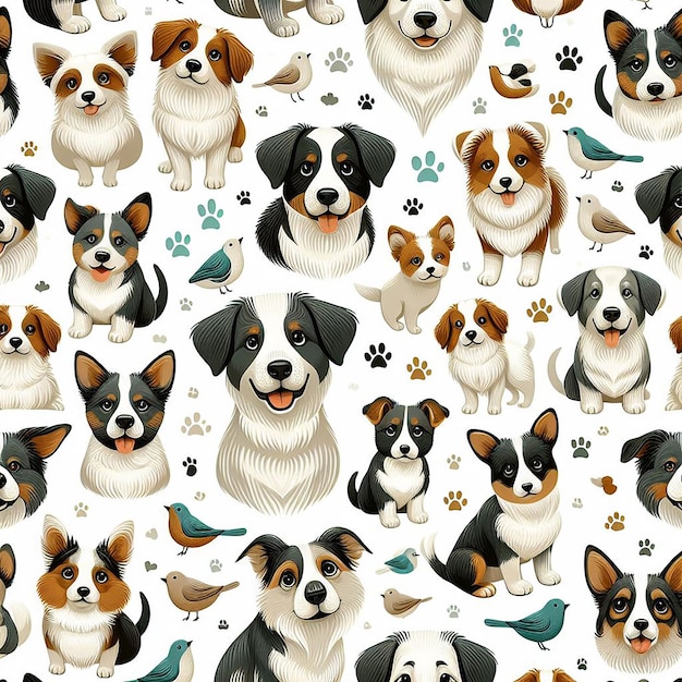 Beatiful dog seamless pattern