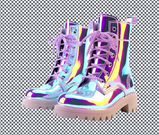 Beautifu Holographic Bootsl isolated on transparent background