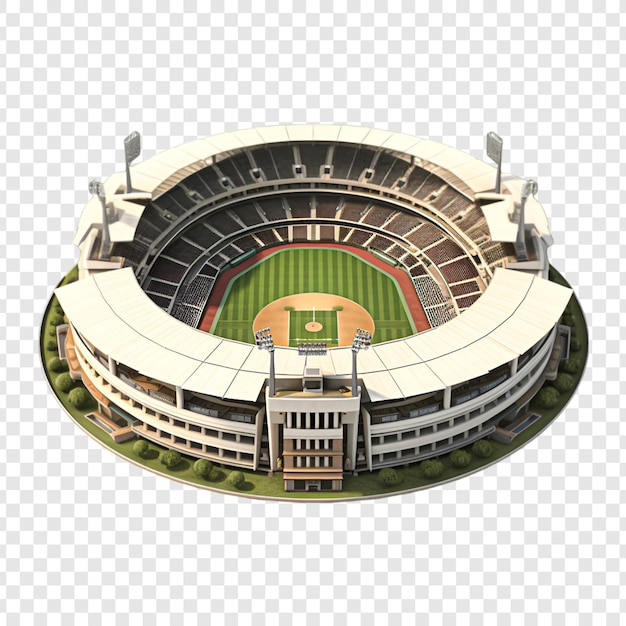 PSD beautiful 3d isometric cricket stadium isolated on transparent background