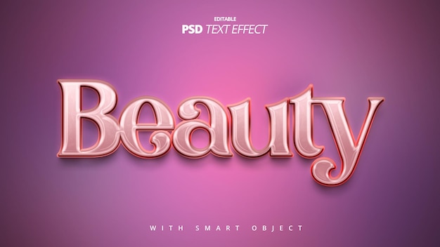 PSD beautiful 3d pink shiny luxury text effect design