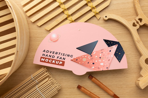 Beautiful advertising hand fan mockup