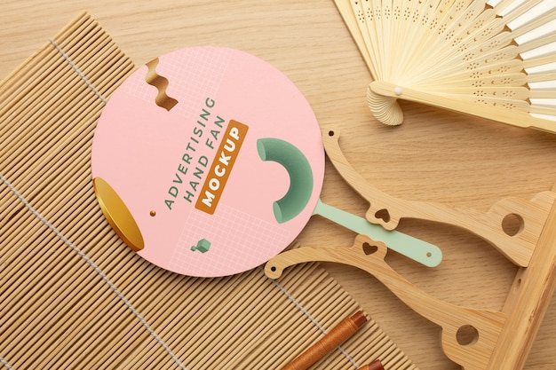 Beautiful advertising hand fan mockup