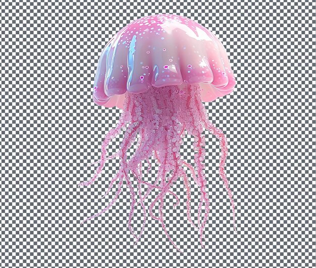 PSD beautiful animated jellyfish isolated on transparent background