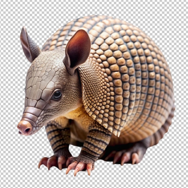 Beautiful armadillo isolated on transparent background