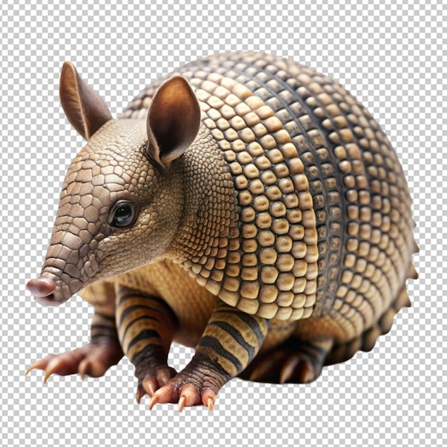 Beautiful armadillo isolated on transparent background