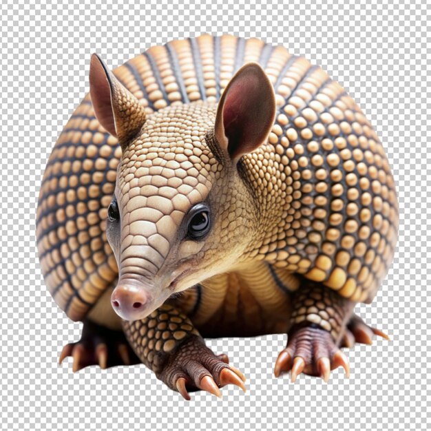 Beautiful armadillo isolated on transparent background