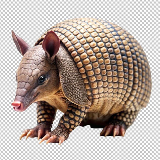 Beautiful armadillo isolated on transparent background