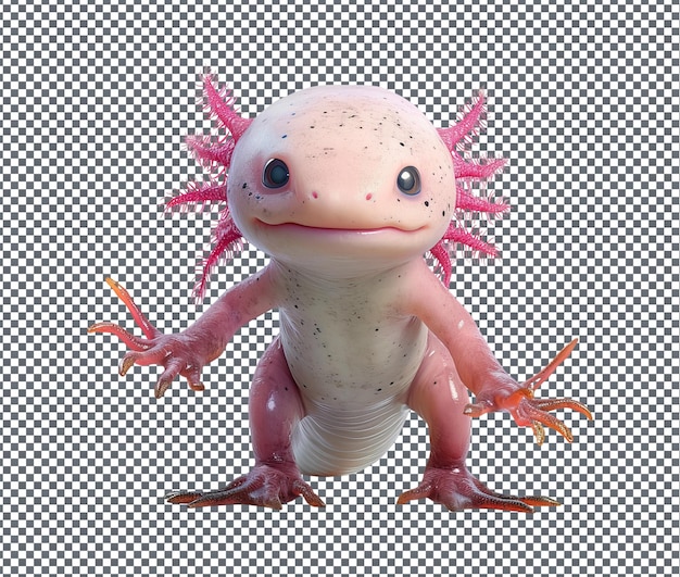 PSD beautiful axolotl isolated on transparent background