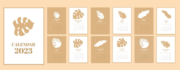 PSD beautiful background calendar 2023 flat designs