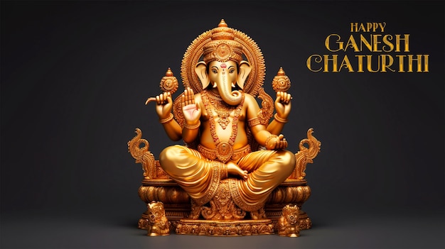 PSD a beautiful background design for happy ganesh chaturthi festival