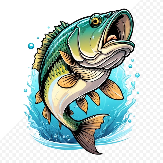 PSD a beautiful big bass fish cartoon for t shirt big bass fish t shirt design