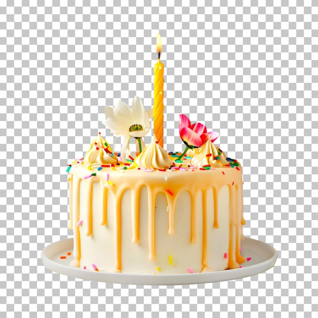 PSD beautiful birthday cakes with chocolate on a transparent background