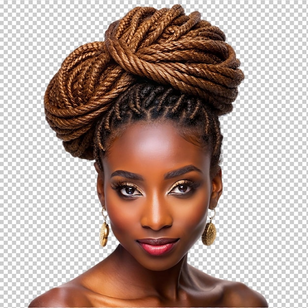 PSD beautiful black african american woman with curly hair on transparent background