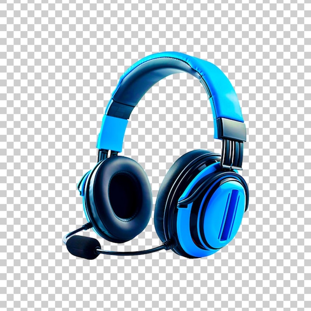 Beautiful black and blue headphone isolated on transparent background