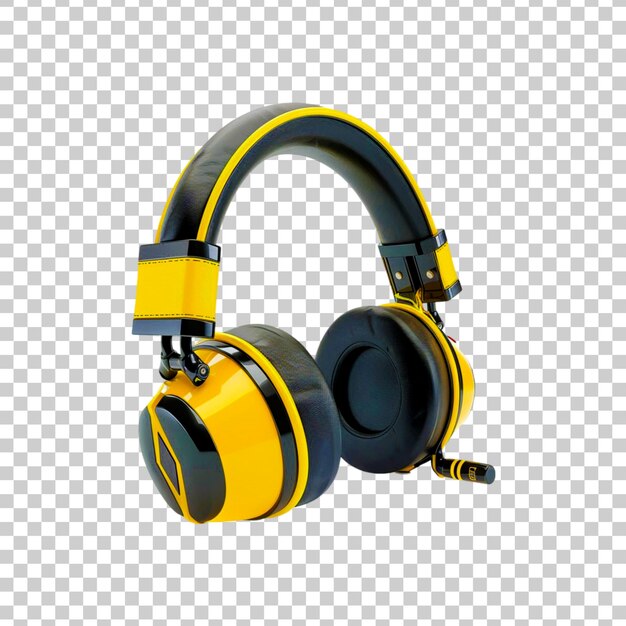 Beautiful black and yellow headphone isolated on transparent background