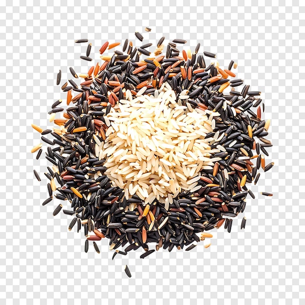 PSD beautiful blend of long grain rice and wild rice isolated on a transparent background