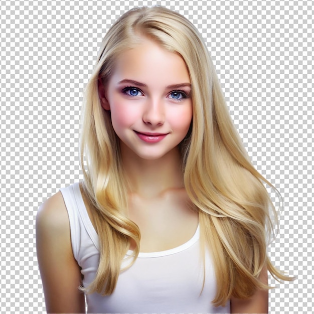 PSD beautiful blonde girl isolated on white background