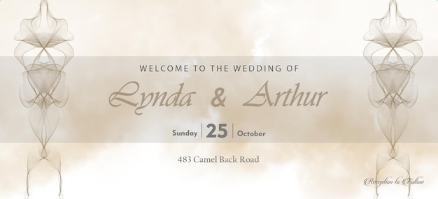 PSD beautiful blooming floral wedding invitation banner