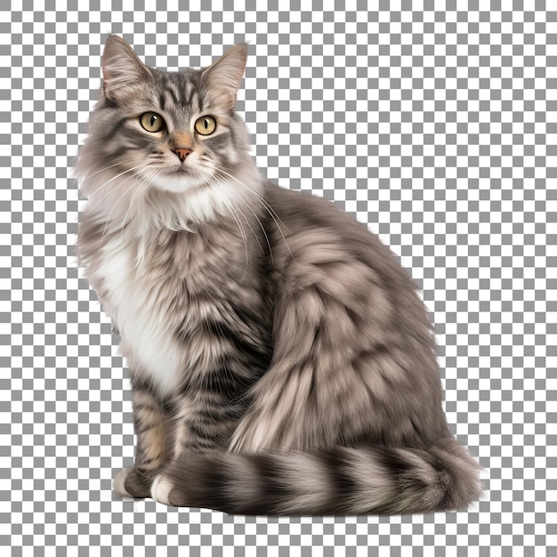 Beautiful bobtail cat isolated on transparent background