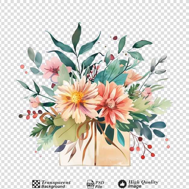 Beautiful bouquet of flowers flowers illustration isolated on transparent background