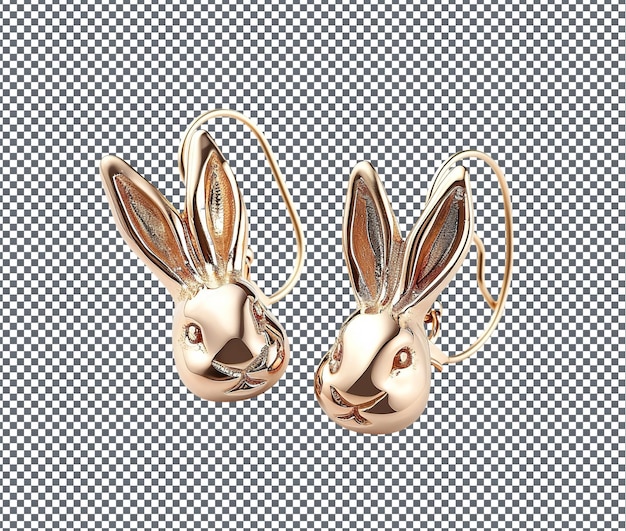 Beautiful Bunny shaped Earrings isolated on transparent backgroun