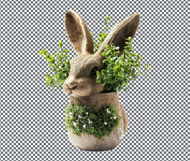 Beautiful Bunny shaped Plant Pot isolated on transparent background