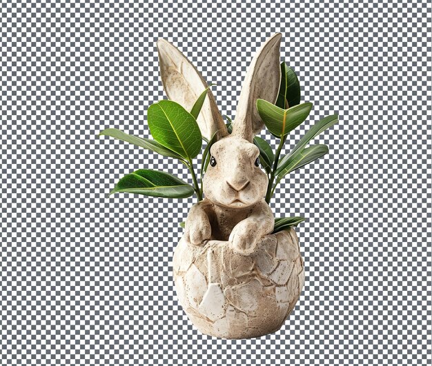 Beautiful Bunny shaped Plant Pot isolated on transparent background