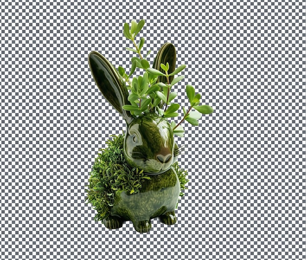 Beautiful Bunny shaped Plant Pot isolated on transparent background