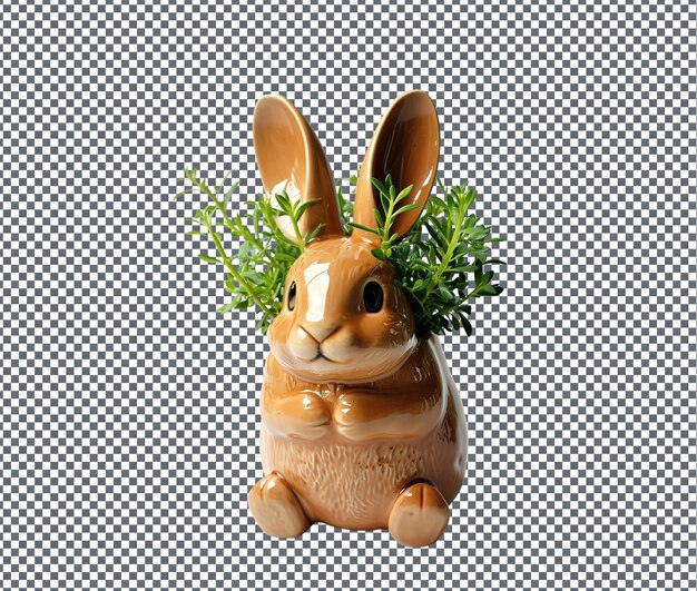 Beautiful Bunny shaped Plant Pot isolated on transparent background