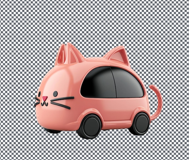 PSD beautiful cat shaped car isolated on transparent background