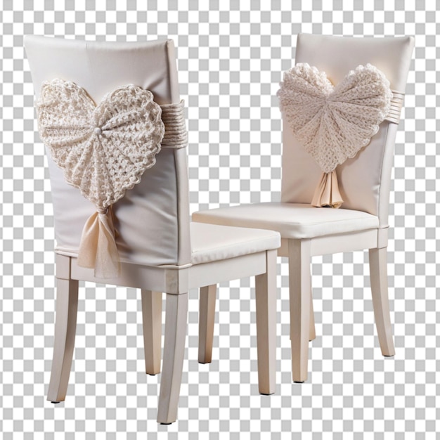 PSD beautiful chair covers isolated magnificent heart on transparent background