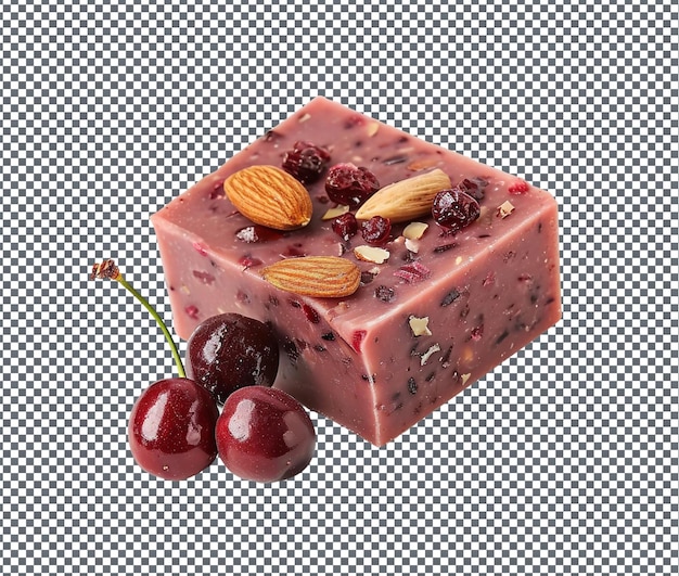 Beautiful Cherry almond exfoliating soap isolated on transparent background