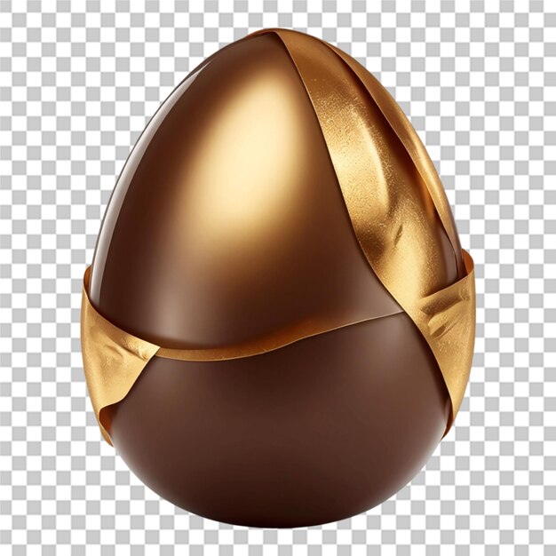 Beautiful chocolate egg wrapped foil transparent background