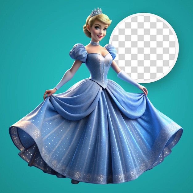 Beautiful Cinderella isolated on transparent background