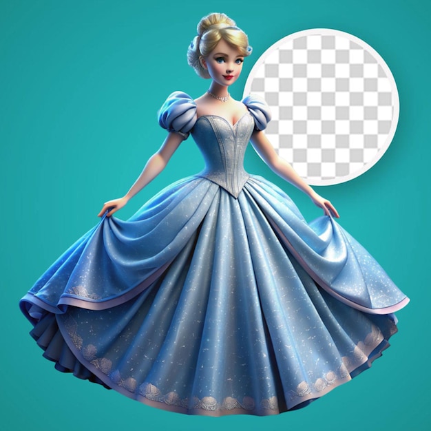 Beautiful Cinderella isolated on transparent background