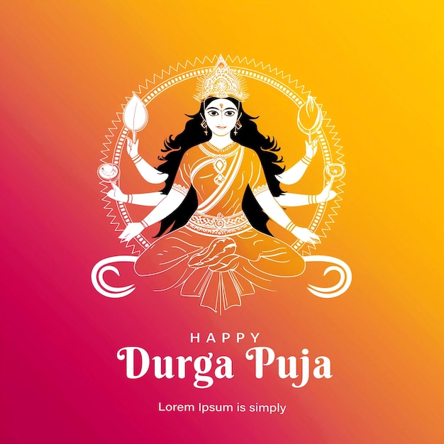 Beautiful classic happy durga puja festival greeting card background design