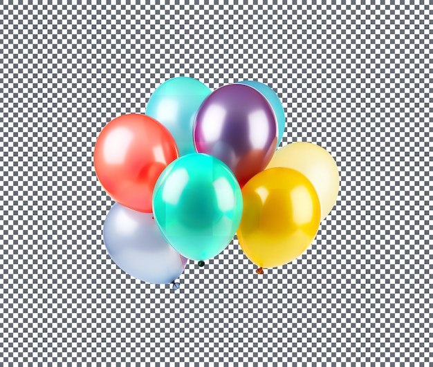 Beautiful colorful birthday balloons isolated on transparent background