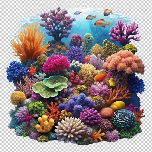 PSD beautiful coral reef scene isolated