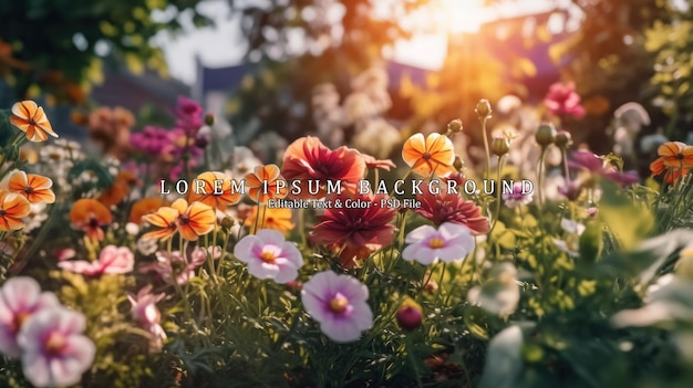 PSD beautiful cosmos flowers blooming in garden ai generated