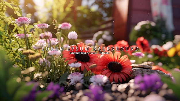 PSD beautiful cosmos flowers blooming in garden ai generated