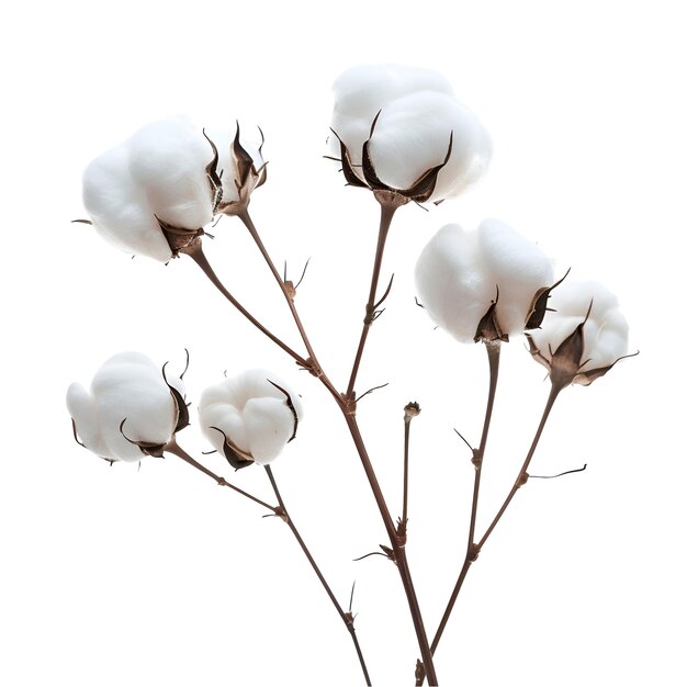 PSD beautiful cotton plant flower branch