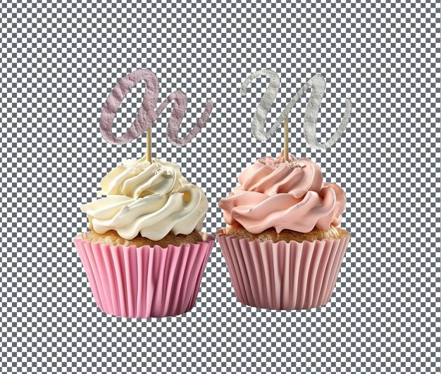 Beautiful Couples monogrammed cupcake toppers isolated on transparent background