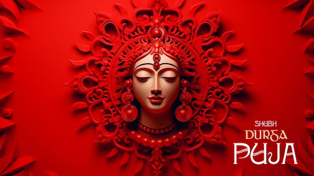 PSD beautiful decorative happy durga puja indian festival greeting card background