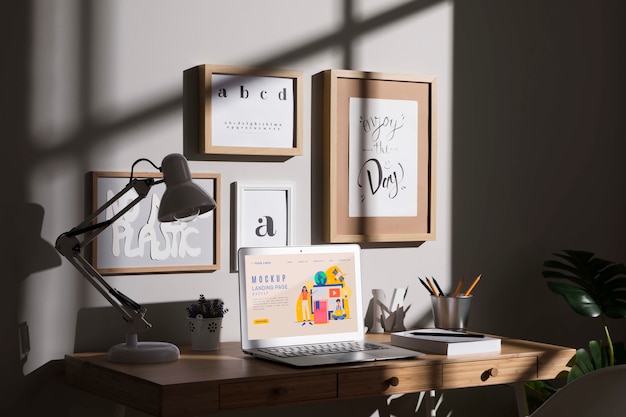 PSD beautiful desk concept mock-up