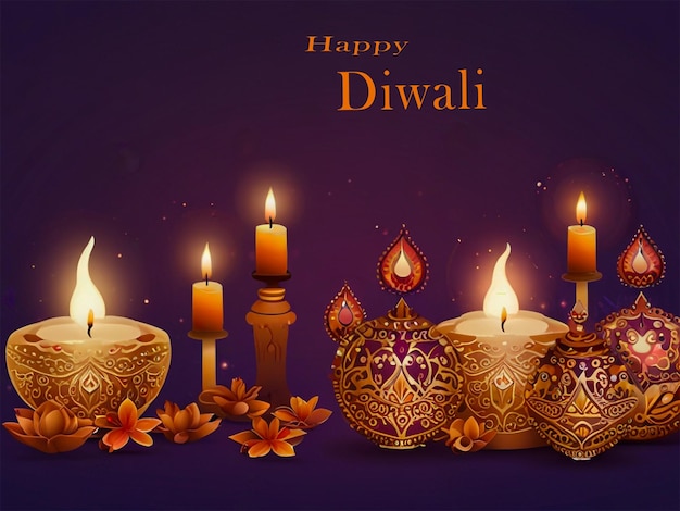 PSD beautiful diwali diya festival background template