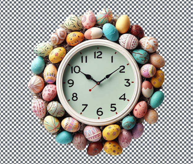 Beautiful Easter themed Wall Clock isolated on white background